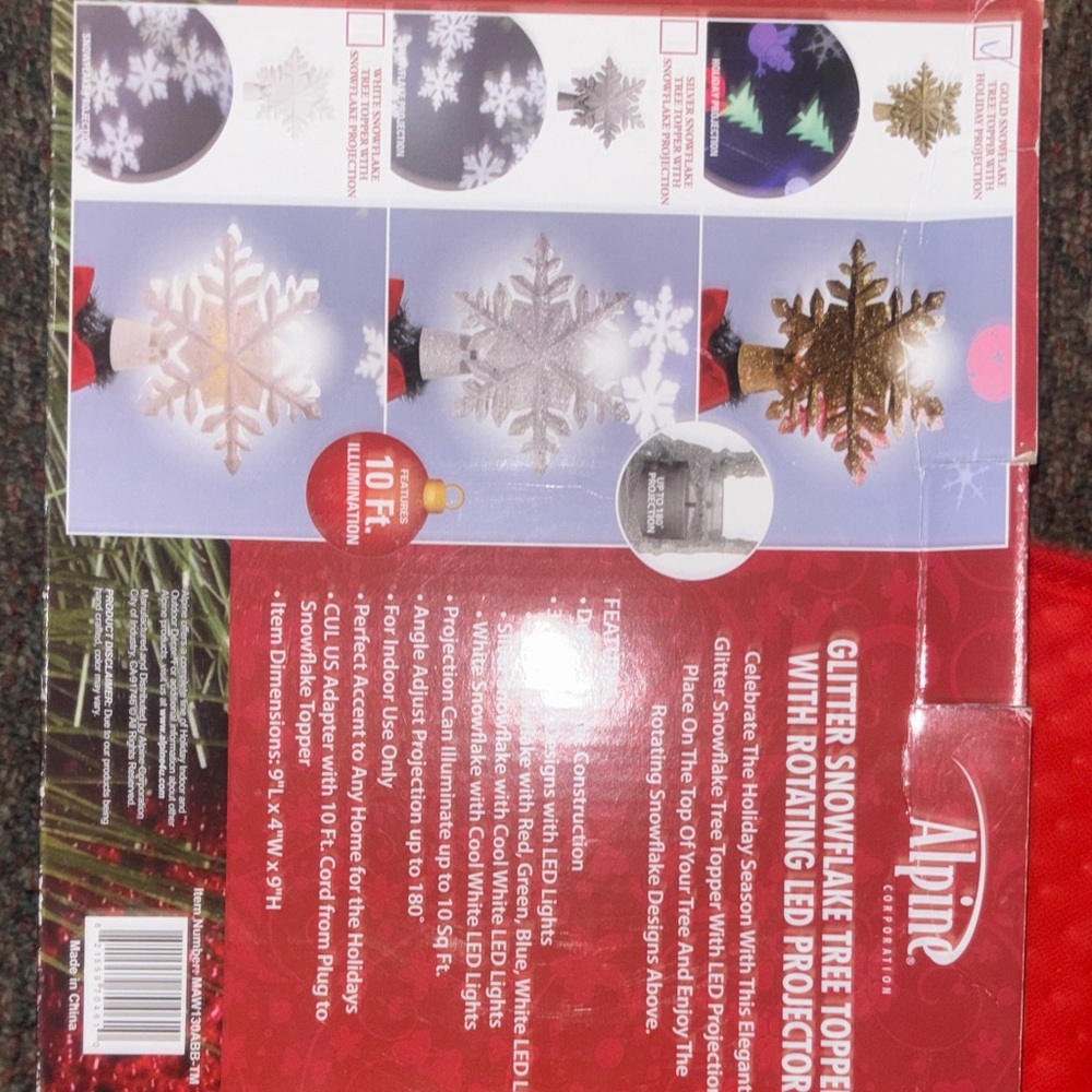 Alpine LED Snowflake Tree Topper with Glitter Projector - Picture 2 of 9